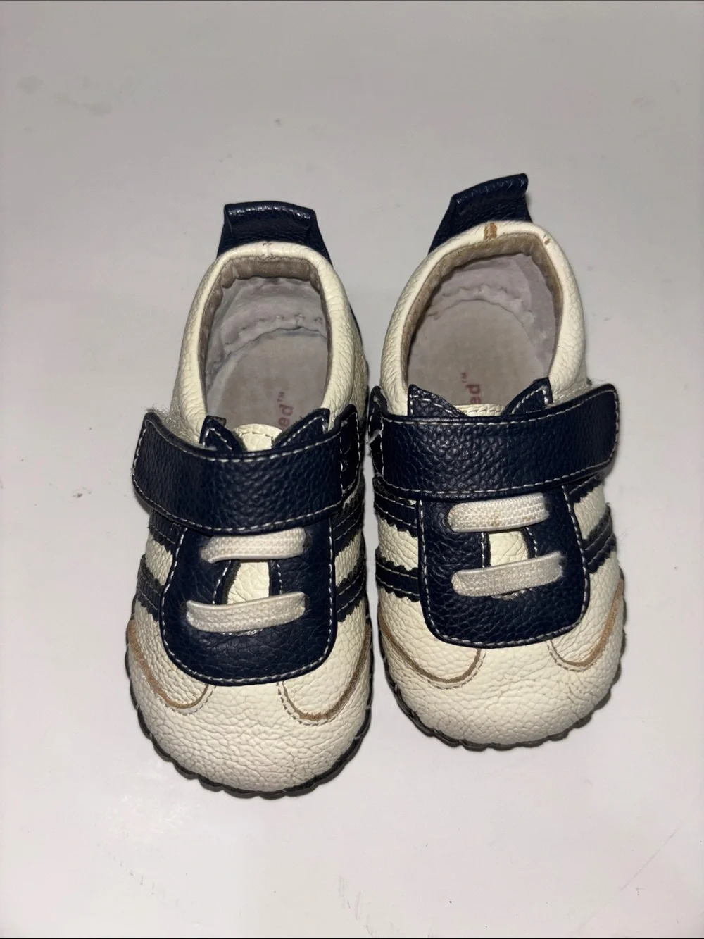 pediped Navy and White Baby Walker Sneakers